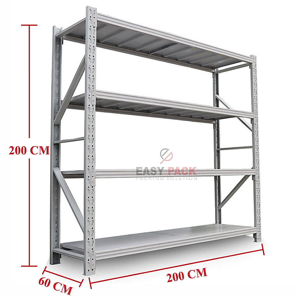 ชั้นวางของ 4ชั้น เหล็ก 200cm*200cm*60cm วางสินค้าวางของในครัว เหล็กฉาก ใช้โกดัง warehouse shelf