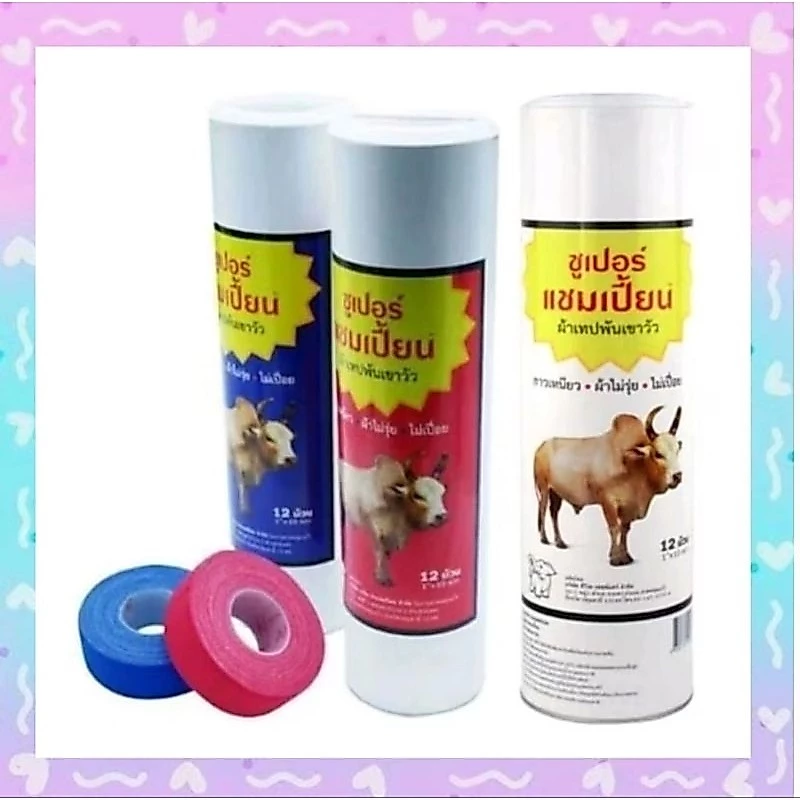 =ผ้าเทปพันเขาวัวซูเปอร์แชมเปี้ยน 1นิ้วx10หลา (สีขาว) ผ้าเทปพันเขาวัว/ 12ม้วน /// ไรโนแชมป์ Rhinochamp ซูเปอร์แชมเปี้ยน