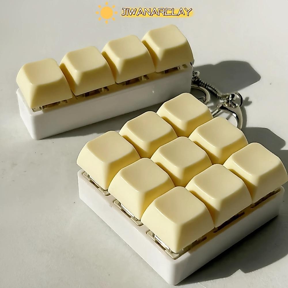 JIWANARCLAY พวงกุญแจคีย์บอร์ด DIY Keycap Fidget 4/9 ปุ่ม ผ่อนคลายผ่านเวลา บรรเทาความเครียด ของเล่นคลิกเกอร์สําหรับผู้ใหญ่