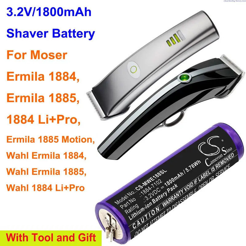 Cameron Sino 1800mAh แบตเตอรี่สําหรับ Moser Ermila 1884, 1885,1884 Li + Pro,1885 Motion,Wahl Ermila 