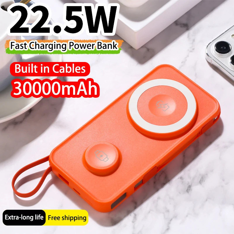 30000mAh Magnetic Power Bank ไร้สายชาร์จเร็วแบตเตอรี่ภายนอกสําหรับ IPhone Xiaomi Samsung Apple Watch