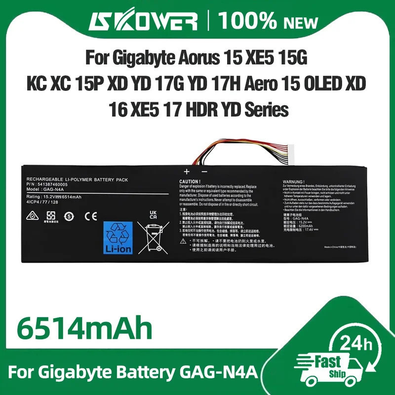 GAG-N4Aแบตเตอรี่สําหรับGigabyte Aero 15 RP75 16 RP86 OLED XD 16 YE5 XE5 17H 17 XE4 17G YD 17X AZF 15