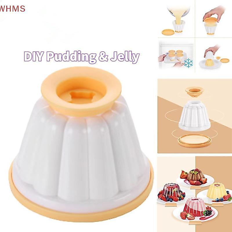 (WHMS) 4 ชิ้นพุดดิ้ง Mould Bakeware นํากลับมาใช้ใหม่ DIY พุดดิ้งเยลลี่เค้กแม่พิมพ์พลาสติกเยลลี่แม่พิมพ์เบเกอรี่เครื่องมือเค้กแม่พิมพ์ขนมปัง