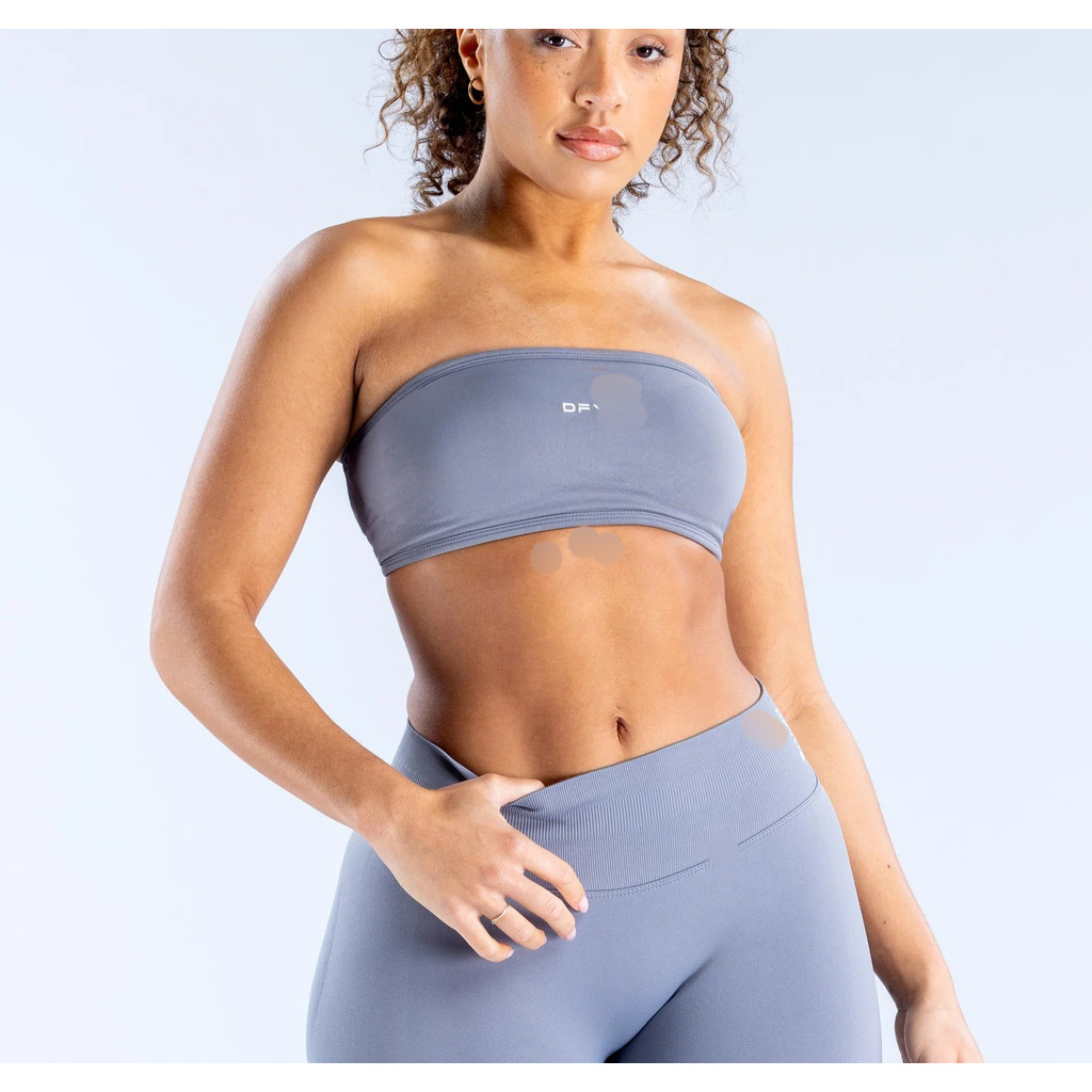 [คลังสินค้าพร้อมมีโลโก้] DF ** ชุดเสื้อกล้ามสไตล์ใหม่ Full Matt Super Soft Yoga Tube Top Pants Suit 