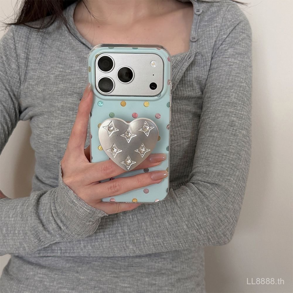 เคสโทรศัพท์ เหมาะสําหรับ iPhone 7 8 XS XR11 12 13mini 14 15 16 17 Pro max Plus Air ins หวานลมเย็นสี Polka Dot Bracket กันกระแทกกันกระแทกป้องกันกรณีรวมทุกอย่างกรณี XOGF