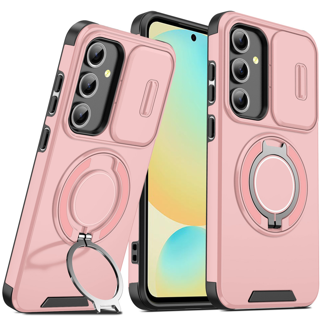 สําหรับ Samsung S21 S22 S23 S24 S25 S26 Ultra เคสโทรศัพท์กันรอยขีดข่วนพร้อมฝาครอบกันฝุ่นเลนส์ + ขาตั้งวงแหวนแม่เหล็ก กันกระแทกและกระแทก