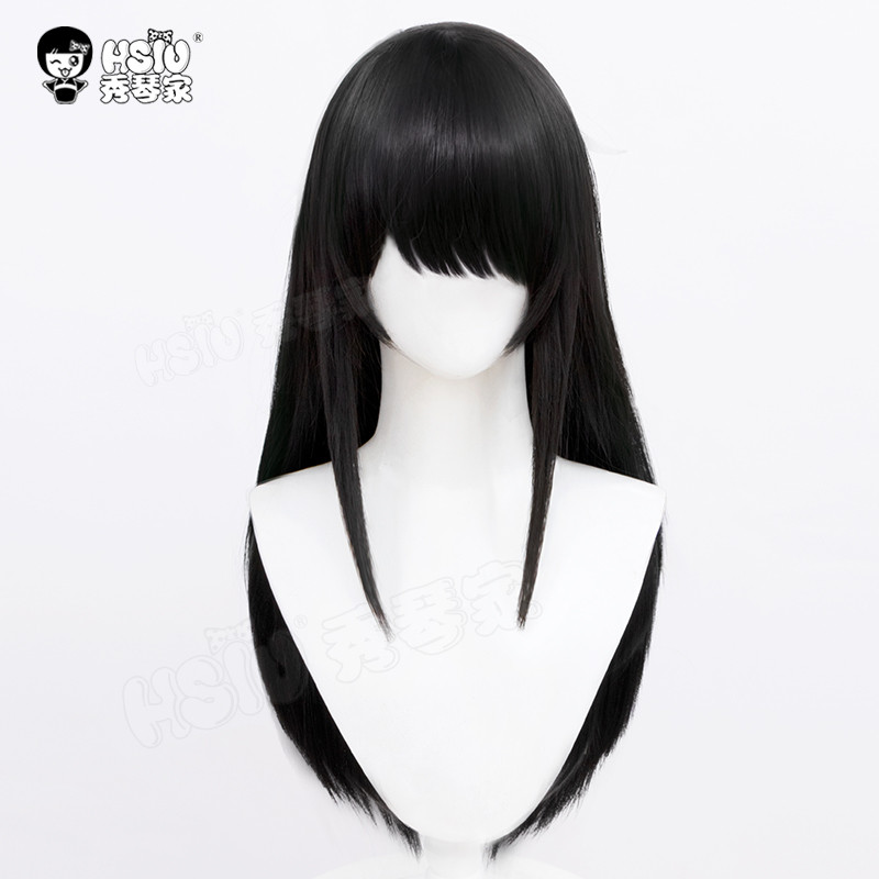Xiuqinjia Gintama cos Gui Xiaotaro คอสเพลย์วิกผม 60 ซม.สีดําผมยาวตรง Universal สีดําผมปลอม