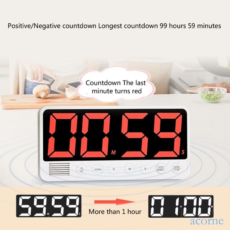 ACORN Digital Timer นับขึ้นลงตั้งเวลาตั้งเวลาตั้งเวลาแม่เหล็กแบบชาร์จไฟได้ LED Display Timer