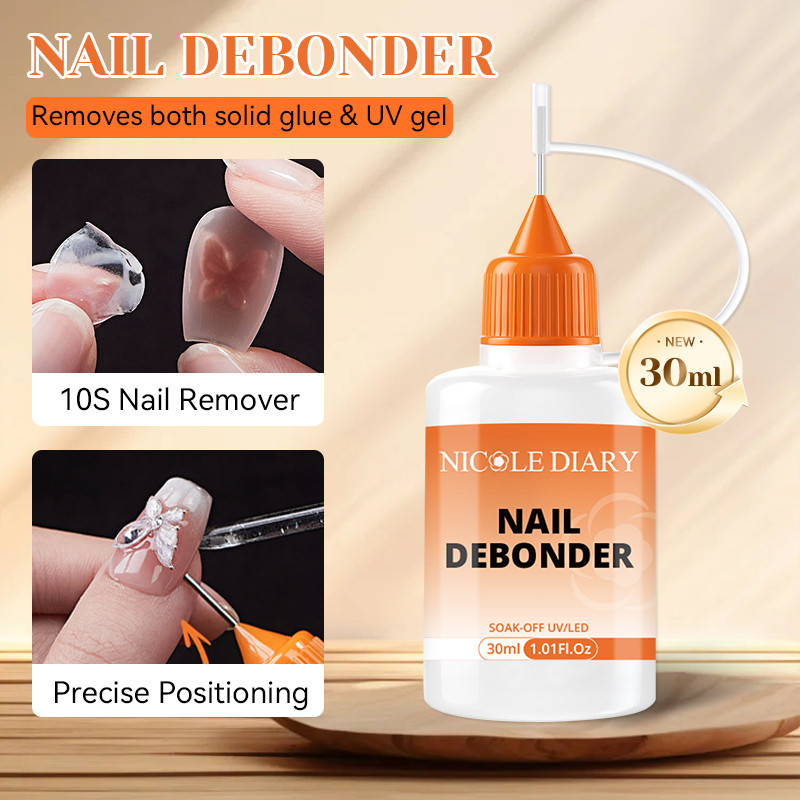 NICOLE DIARY 30ml Debonder สําหรับลบเล็บปลอมเคล็ดลับ Rhinestone Remover เครื่องมือกาวเจล Remover เล็บ Liquid