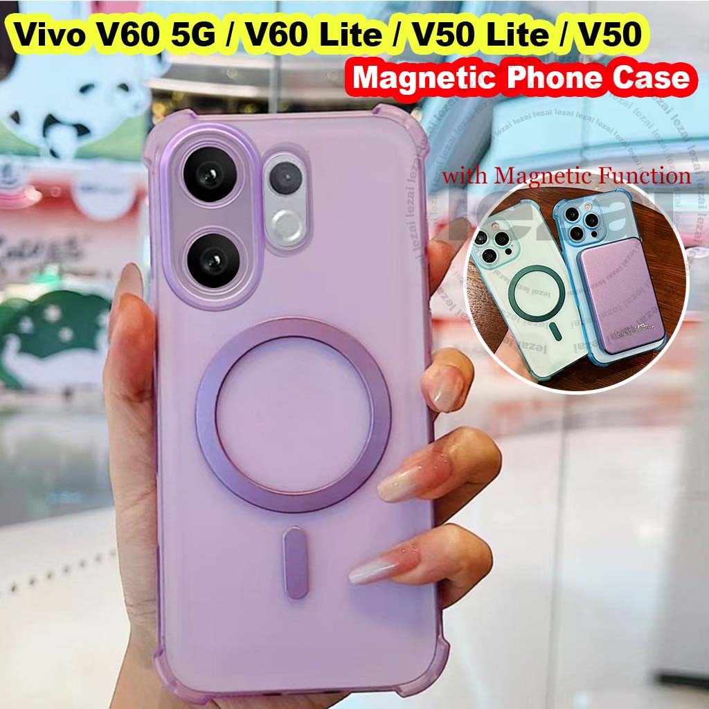 เคสVivo V60 V 60 V50 V 50 Lite 5GเคสVivo V40 Pro V40 Lite V30 V29 V27 Pro 5G V27eกรณีแม่เหล็กClear Shock proof Matte Soft TPUปกหลัง