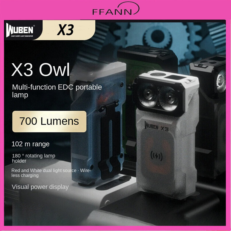 Wuben X3 ไฟฉายพกพา มัลติฟังก์ชัน พร้อมไฟสีแดงและสีขาว ทนทานสำหรับใช้นอกบ้าน