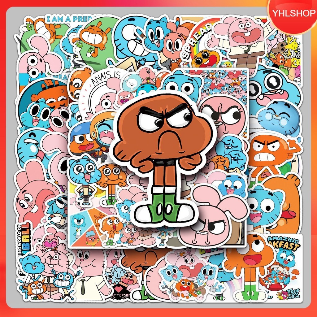 🍁🍁พร้อมส่ง 50แบบ การ์ตูน โลกสุดอัศจรรย์ของกัมบอล the amazing world of gumball Cartoon Sticker