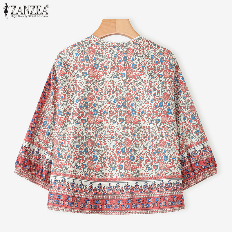 Zanzea Celmia คาร์ดิแกนแขน 3/4 สไตล์เกาหลีวินเทจ พิมพ์ลายสำหรับผู้หญิง — صورة 8