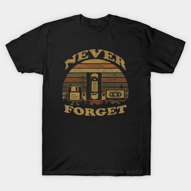 เสื้อยืด Vintage VINTAGE - NEVER FORGET VHS T-Shirt แท้ Cotton 100% คอกลม เกาหลี สวยๆ y2k การ์ตูน