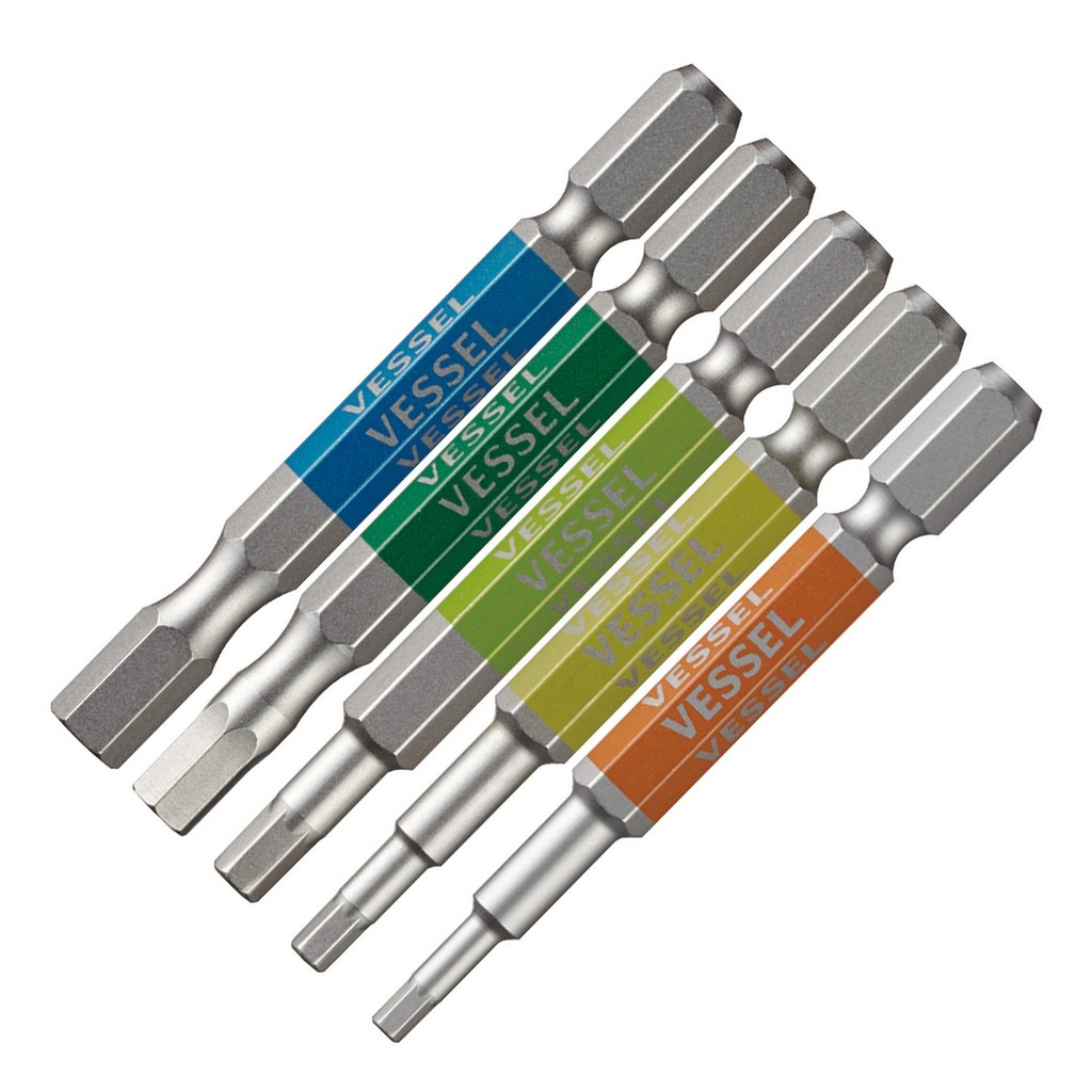 VESSEL ชุดดอกไขควงหัวหกเหลี่ยม รุ่น GO-SAI แบบปลายเดี่ยว 5 ชิ้น ขนาดสั้น (แบบผสม), รหัส GS5P-31 (ชุด