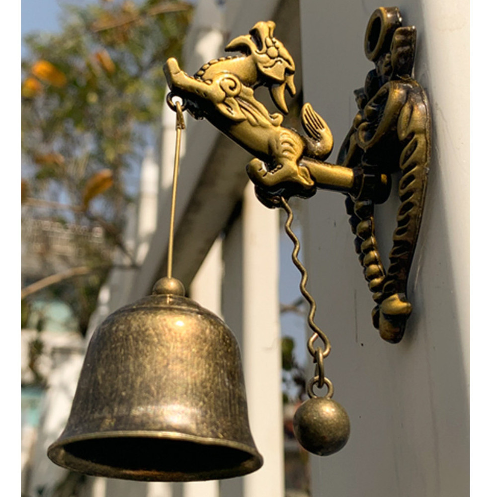 [Lucky Fortune Exorcisting Evil] Kirin Store Doorbell เครื่องประดับเหล็กหล่อระฆังเข้าประตูลมตีระฆังร
