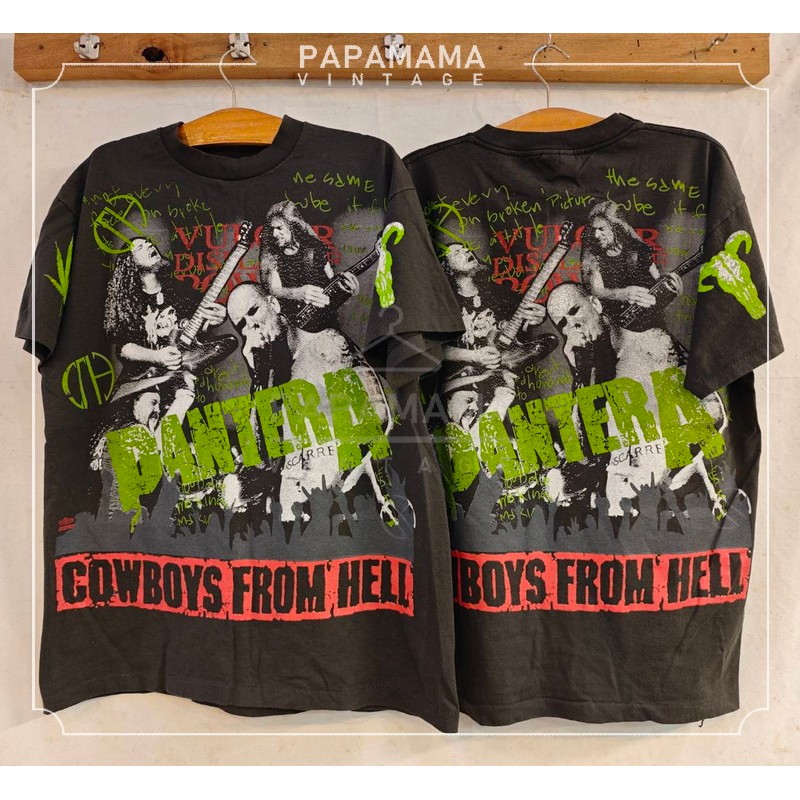 pantera cowboy from hell ovp เสื้อวินเทจ เสื้อทัวร์ วงร๊อค papamama vintage shirt