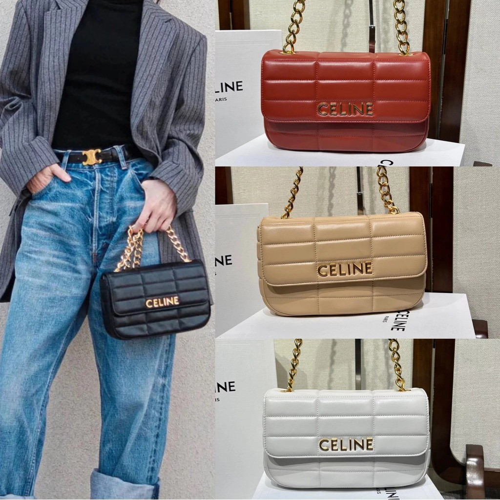 CELINE CELINE กระเป๋าถือสุภาพสตรีสไตล์ใหม่ Quilted Sheepskin Underarm Bag กระเป๋าสะพาย Messenger Bag
