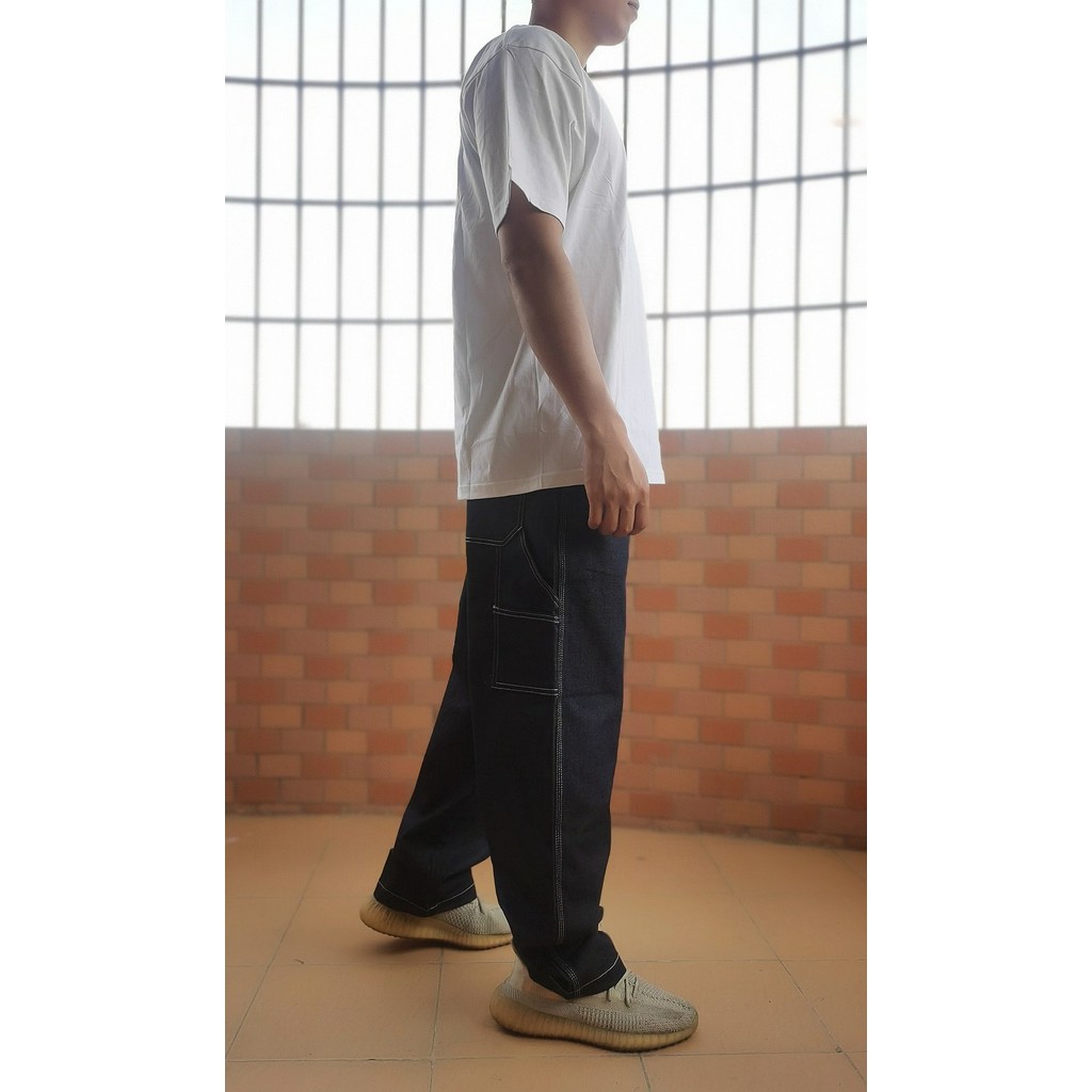 National Trend Thin Hard Cloth Straight Wide-Leg Sanming Line Jeans