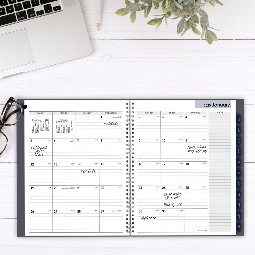 AT-A-GLANCE 2025 Planner รายเดือน 8-1/2" x 11" ใหญ่ DayMinder สีเทา (GC4700725) MG6S