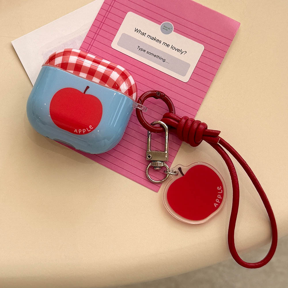 หูฟังไร้สายสําหรับ Apple AirPods 1 2 3 4 Pro3 เคสลายสก๊อตสีแดงฝาครอบสีฟ้าพร้อมพวงกุญแจ Apple สําหรับ AirPods Pro 2nd 4th Gen กรณี