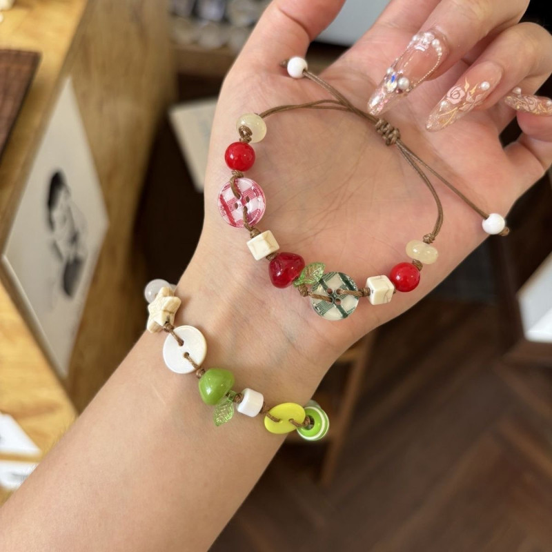 สร้อยข้อมือลายทอสไตล์น่ารักแบบแอปเปิ้ล พร้อมลูกปัด สำหรับของขวัญวันเกิดผู้หญิง