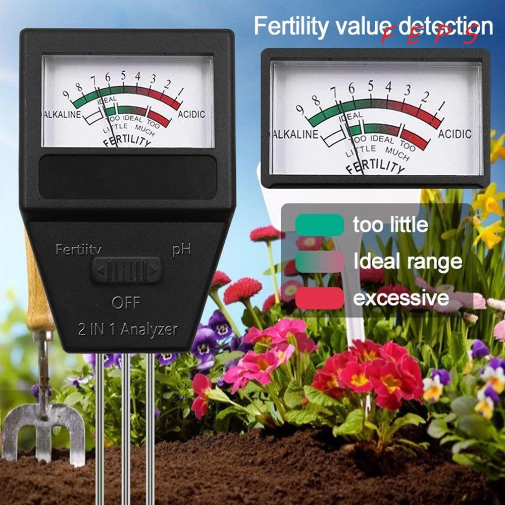 FEPS 2 in 1 ดิน PH Fertility Meter Professional สําหรับพืชสวนดอกไม้ Acidity Meter ดิน PH Tester