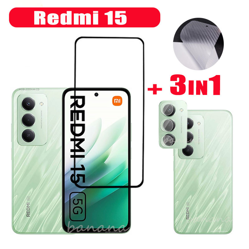Redmi 15 4Gกระจกนิรภัยป้องกันหน้าจอRedmi 15C 14C 13C A5 A3 ฟิล์มเลนส์กล้อง+ฟิล์มด้านหลัง