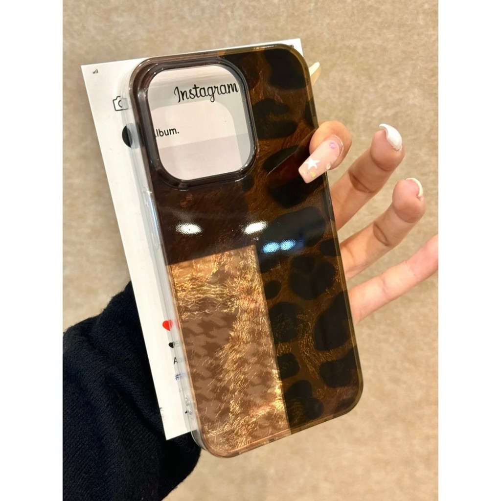 Retro เสือดาวพิมพ์ Houndstooth Stitching เหมาะสําหรับ ihone15promax Apple 14 เคสโทรศัพท์ 13 Glacier 