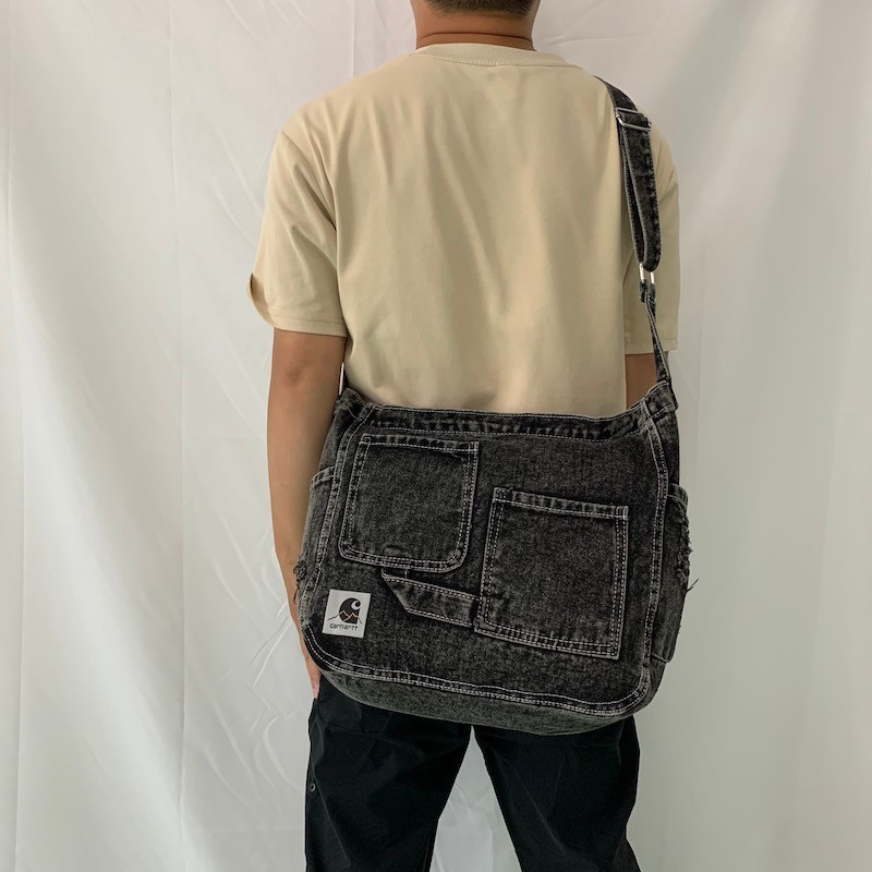 กระเป๋าสะพายไหล่ Messenger Bag Canvas Denim ความจุขนาดใหญ่สไตล์คลาสสิกช่องจัดเก็บทุกวันกลางแจ้ง All-Match - รูปที่ 5