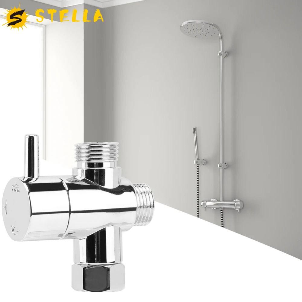 STELLA 3 Way Switch Faucet Valve, สามฟังก์ชั่น T-adapter 3 Way Shower Head Diverter Valve Tool G1/2 