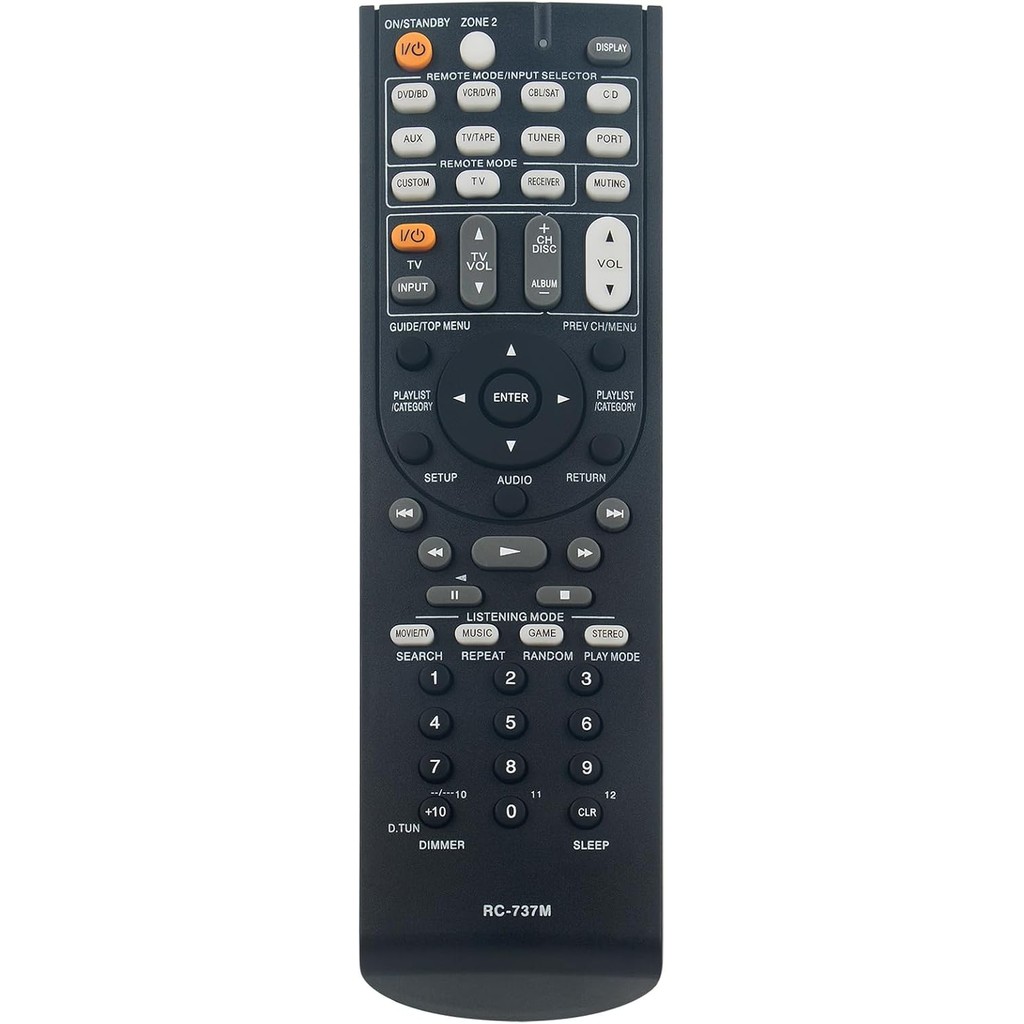 RC-737M เปลี่ยนรีโมทคอนโทรลเข้ากันได้กับตัวรับสัญญาณ Onkyo AV TX-SR507 HT-R670 TX-SR577 HT-S6200 TX-