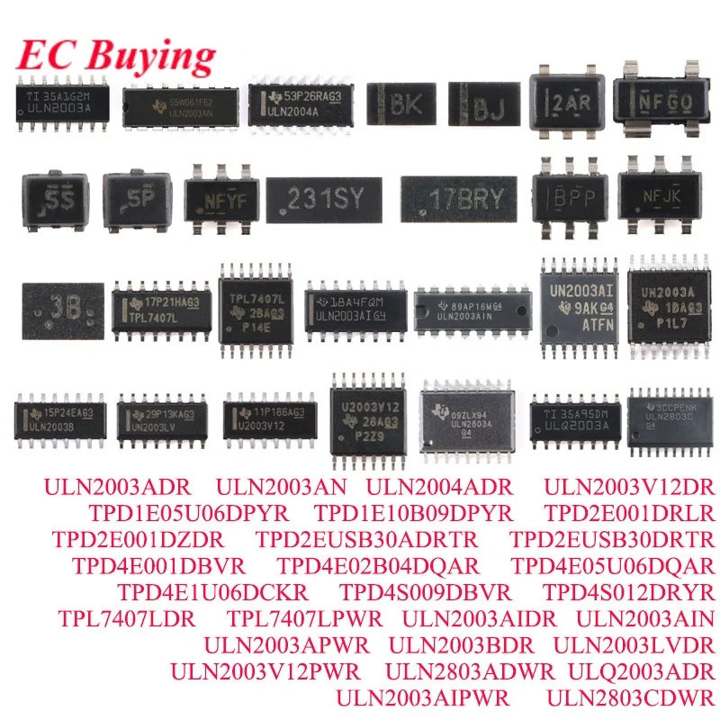 ULN2003ADR ULN2003AN ULN2004ADR TPD1E05U06DPYR TPD1E10B09DPYR TPD2E001DRR TPD2E001DZDRR TPD2E30D2E3D