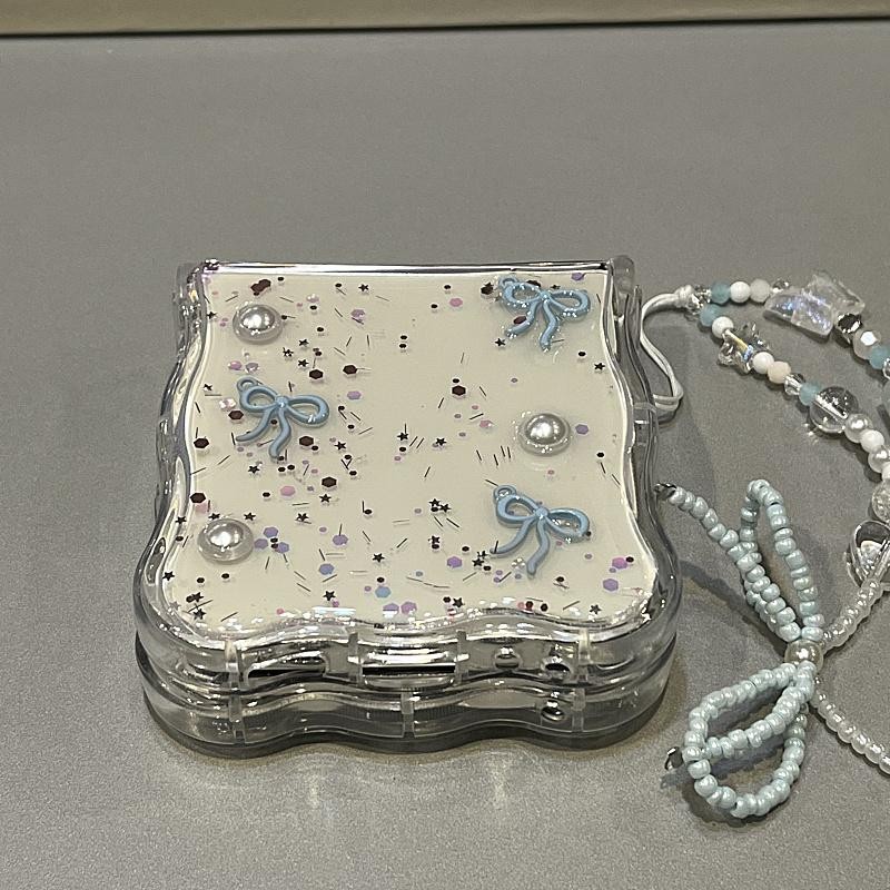 เหมาะสําหรับ Samsung Galaxy ZFlip7 Glitter 3D สามมิติสีฟ้าสีชมพูโบว์เคสโทรศัพท์พับสําหรับ ZFlip 7 FE 6 5 4 3 5G ฝาครอบป้องกัน