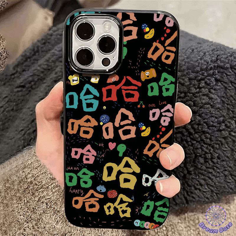 เคสไอโฟน 13 ศิลปะ ที่มีสีสันตัวอักษรจีนพื้นผิวมันวาว สำหรับ IPhone 11 14 13 16 15 12 Pro Max X SE 2 3 XS Max 7 8 Plus XR