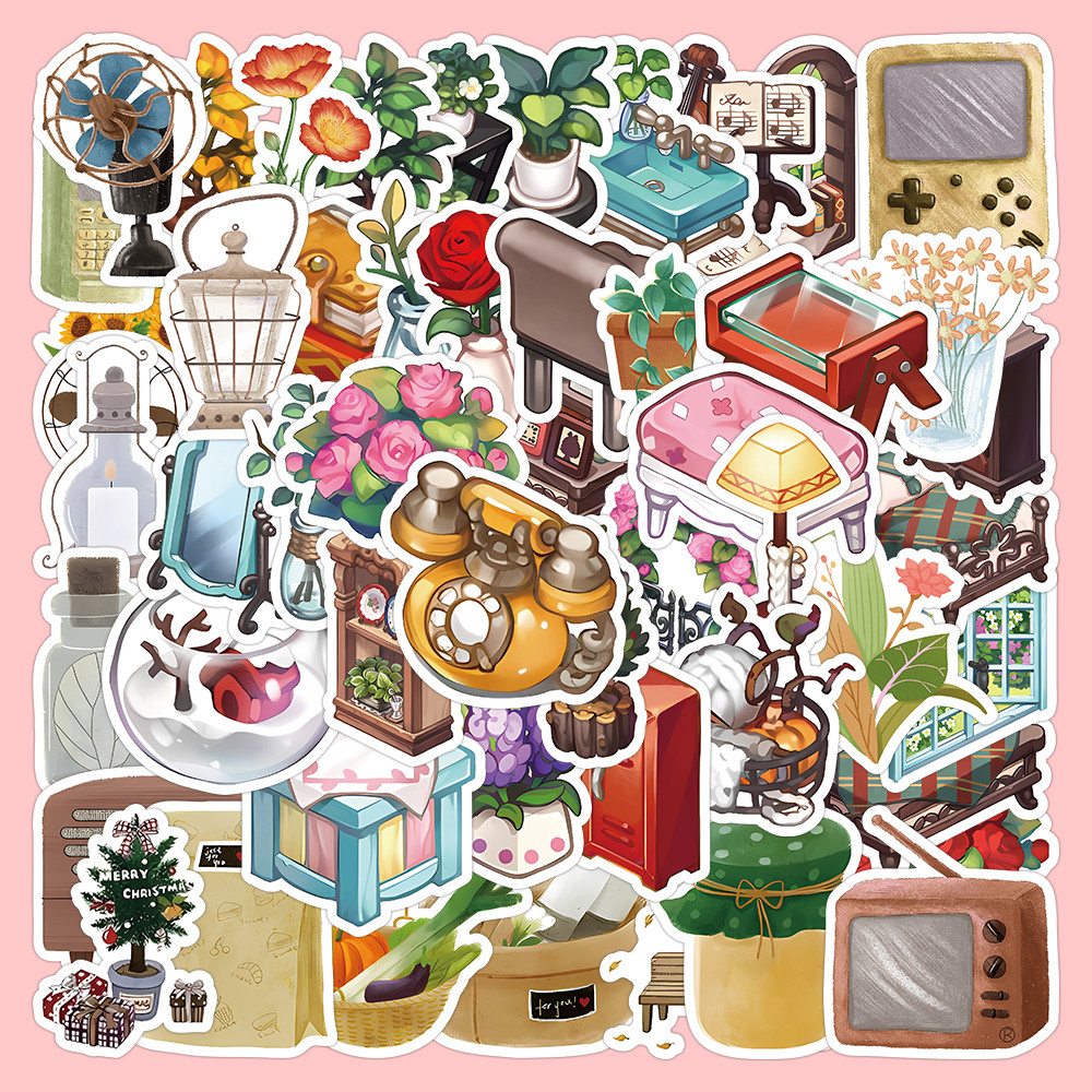 Girly Style Stickers Aesthetic Cute Stickers สติ๊กเกอร์กันน้ํา 60 ชิ้น สติ๊กเกอร์แล็ปท็อป Journal