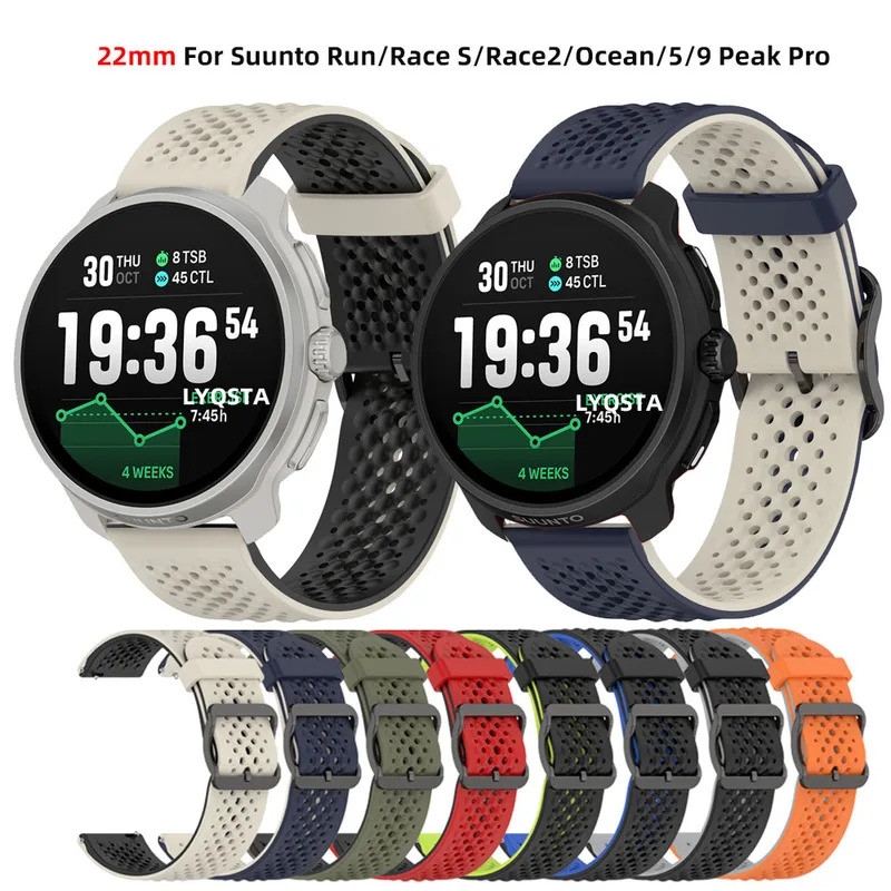 22 มม.สายนาฬิกาซิลิโคนสําหรับ Suunto Race 2/ Run/Ocean Smartwatch Band สร้อยข้อมือสําหรับ Suunto แนว