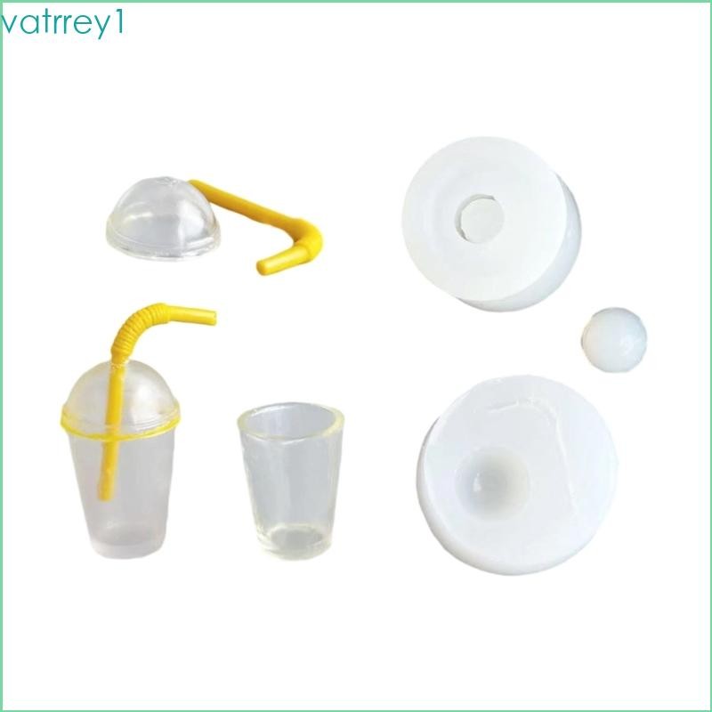 VAT1 Tiny Bubble Teas Cup Straw แม่พิมพ์ซิลิโคนสําหรับเรซิ่น Art Miniature ฉากหัตถกรรม