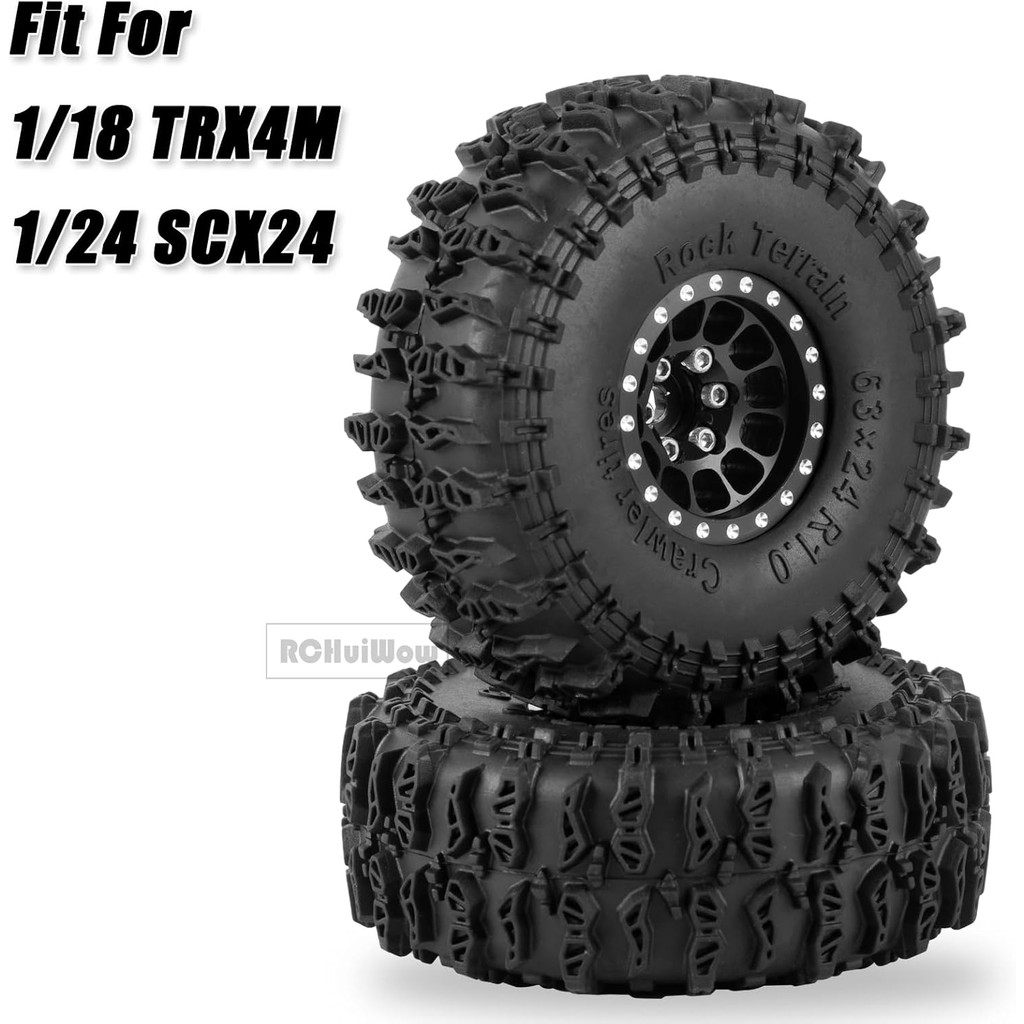 1.0 "Beadslock RC ล้อและยางสําหรับ 1/18 TRX4M,1/24 Axai1 SCX24 RC Crawler,1.0 Beadlock ยาง w/โลหะผสม