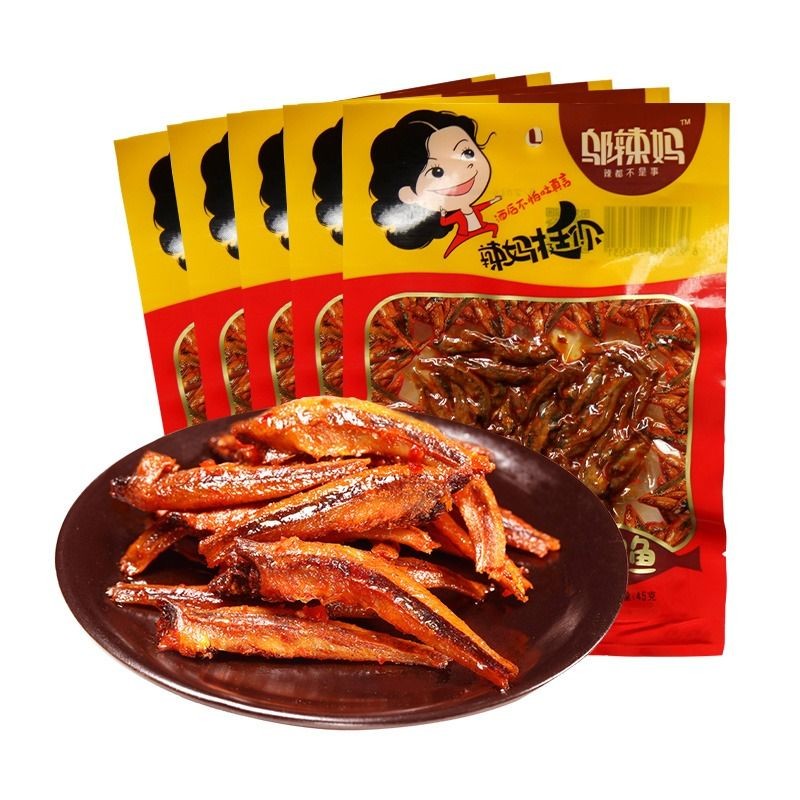 Wu La Mom ปลาแอลกอฮอล์หูหนานปลาพิเศษเผ็ดของว่างสบายๆทันทีหอพัก Night Supper รสเผ็ด 45g Hunan A2PI