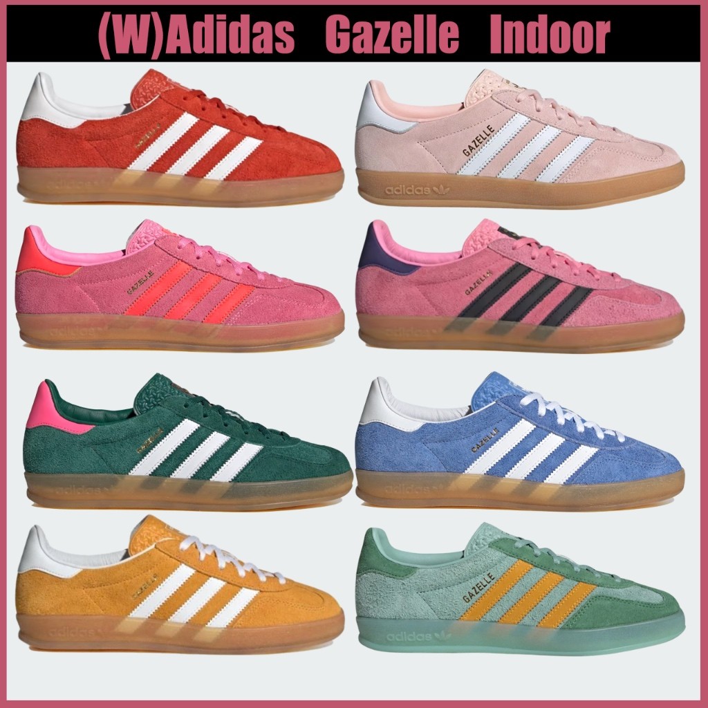 🇰🇷(W) Adidas Gazelle Indoor Blue Fusion Cloud White/ Bold Orange Cloud White HQ8716/HQ8717/HQ8718/ i