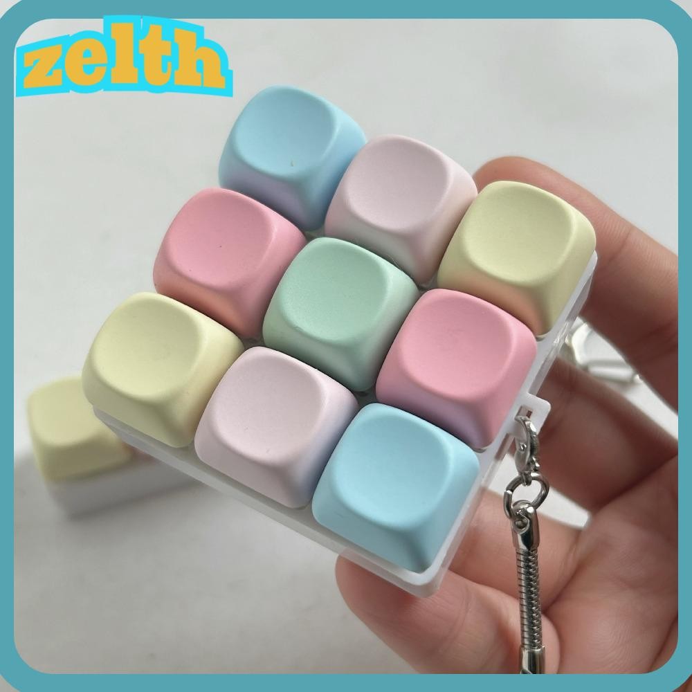 ZELTH พวงกุญแจ Fidget, ปุ่มกุญแจ 4/9 คีย์คีย์บอร์ดนิ้ว, อุปกรณ์ผ่อนคลายความเครียดบรรเทา Keycap Decompression ของเล่นผู้ใหญ่