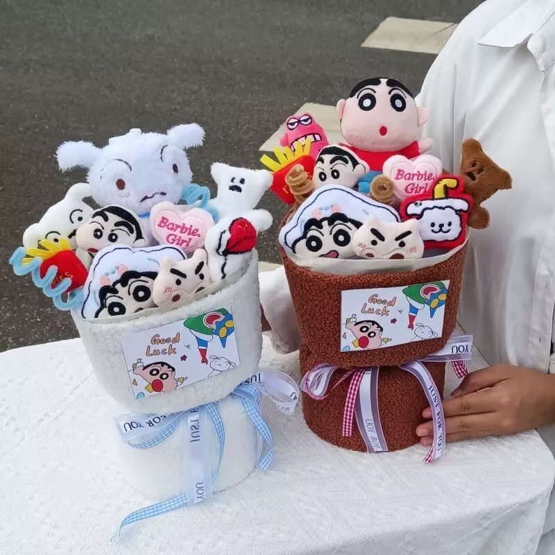 อะนิเมะเครยอนชินจังช่อดอกไม้การ์ตูนของเล่นตุ๊กตาสัตว์วันวาเลนไทน์คริสต์มาสวันเกิดงานแต่งงาน