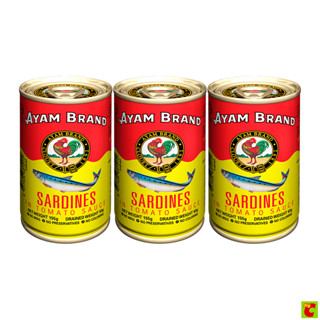 [Live] อะยัม ปลาซาร์ดีนในซอสมะเขือเทศ 155 ก. แพ็ค 3