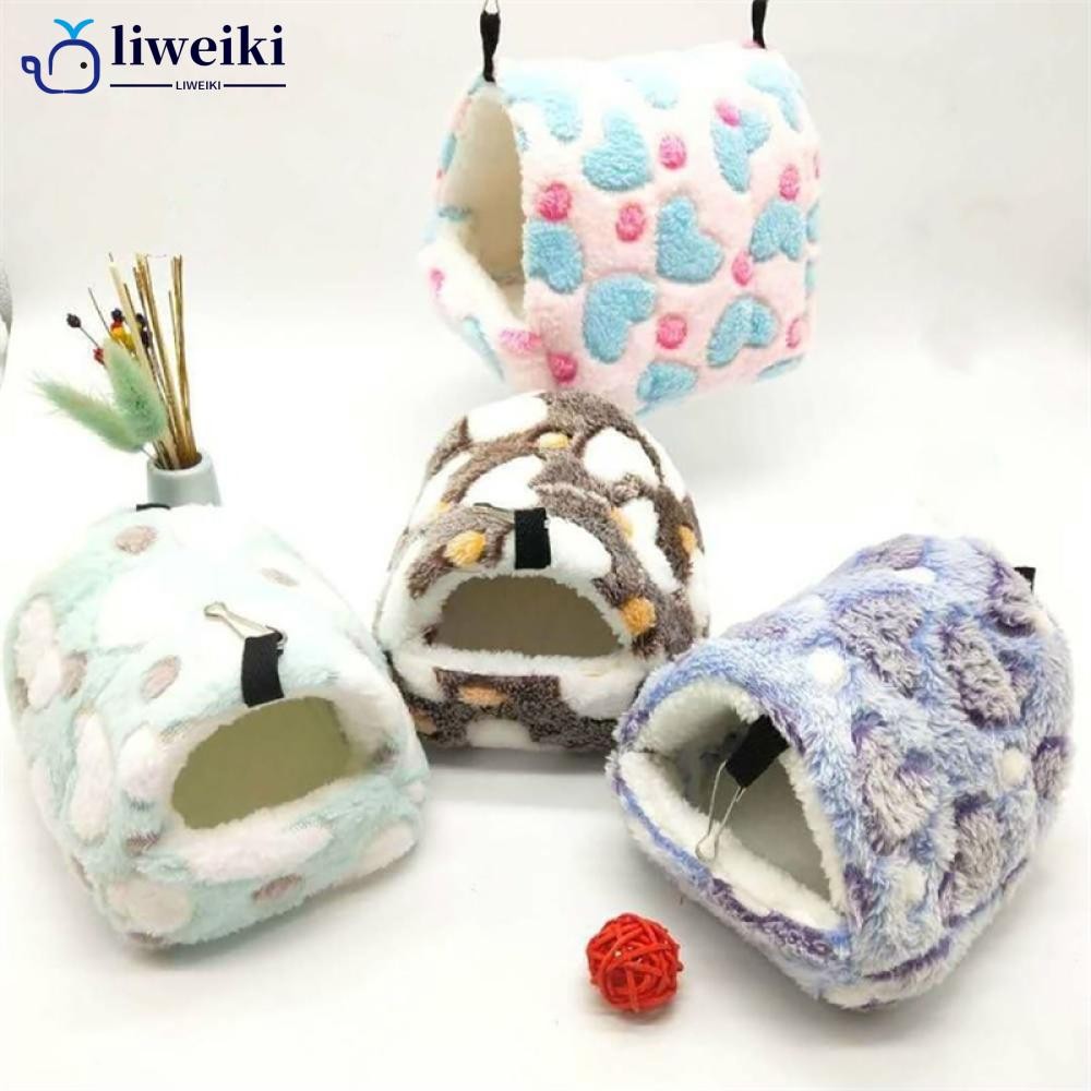 LIWEKI ฤดูหนาวสัตว์เลี้ยงนกนกแก้วหนูแฮมสเตอร์กรงผ้าฝ้าย Nest อุโมงค์ Hammock Guinea Pig Hut กระต่ายเ