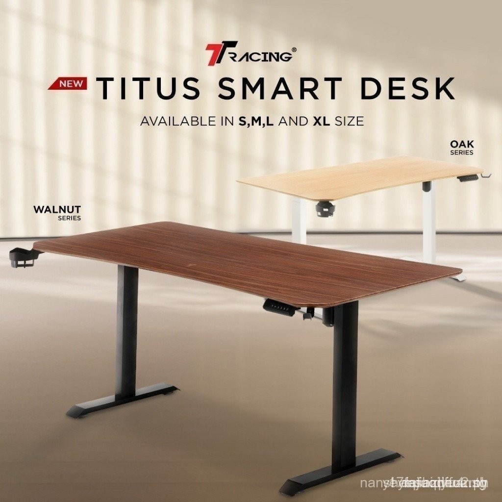 [ในสต็อก]TTRacing Titus Smart Desk Walnut Oak Ergonomic Standing Electric Height Adjustable PC Gamin