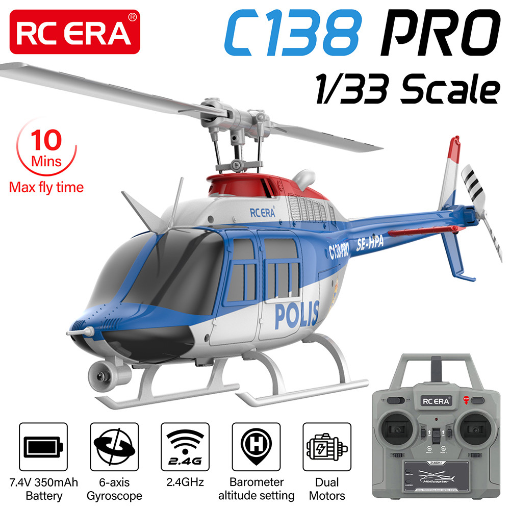 ใหม่ C138 PRO 1/33 Proportional Brushless รุ่น RC จําลอง Bell 206 Stunt เฮลิคอปเตอร์หกช่องผู้ใหญ่ของ