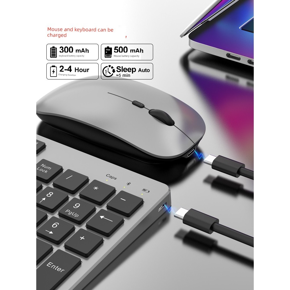 keyboard bluetooth แป้นพิมพ์ คอมพิวเตอร์ภายนอกไร้สายบลูทูธคีย์บอร์ดเมาส์ชุดเงียบคีย์บอร์ดเมาส์เหมาะส