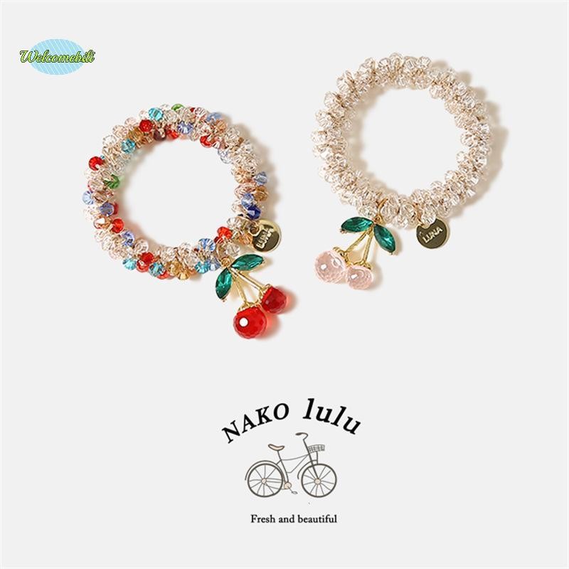[WLB-t] Cherry Blossom & Star Drop Rhinestone Hair Tie - สร้อยข้อมือ As ใช้คู่ (ของขวัญที่หรูหราสําหรับผู้หญิงและเพื่อนที่ดีที่สุด) ใหม่