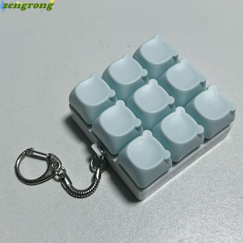 ZENGRONG พวงกุญแจ Fidget, คีย์บอร์ด DIY 9 คีย์ฝาครอบคีย์บอร์ด, ปุ่มน่ารัก Keycap บรรเทาความเครียด Clicker ของเล่น Pass เวลา